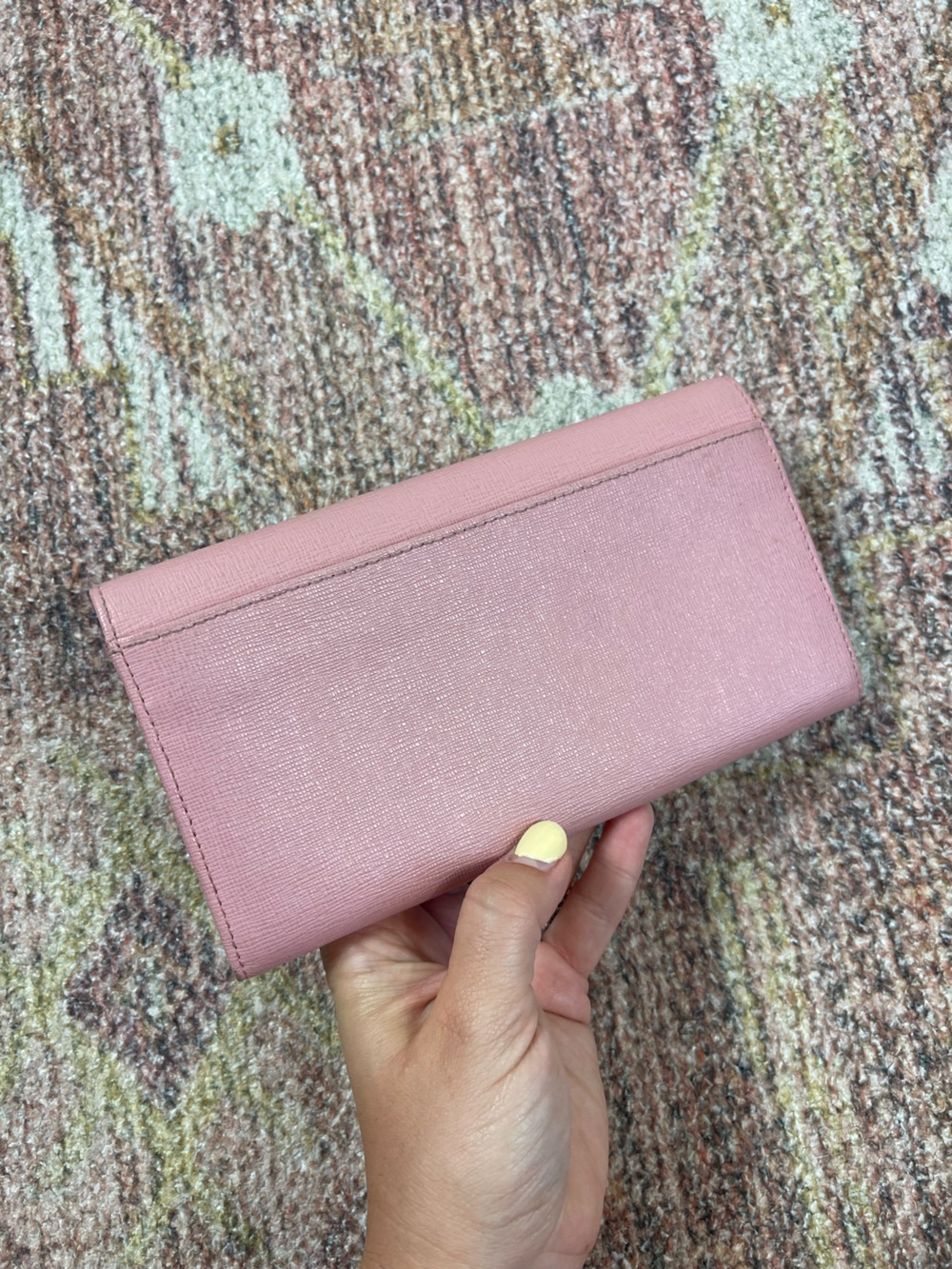 Furla Leather Envelope Snap Wallet Coin Purse Pink - Picture 6 of 6